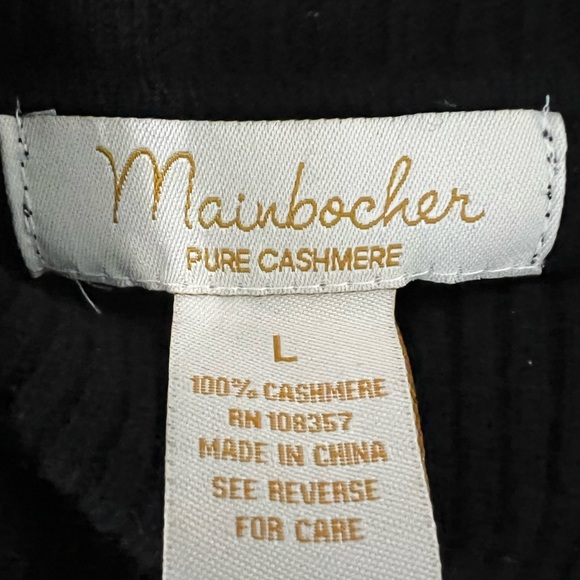 Mainbocher Pure Cashmere Sweater With Rhinestone Buttons Sz L - Picture 3 of 8
